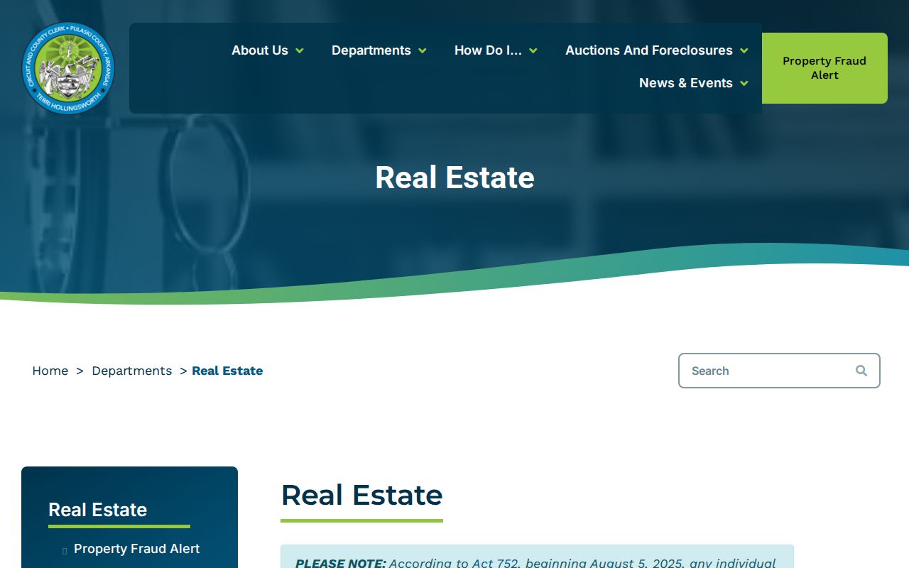 Little Rock people search Pulaski Real Estate Department records coverage and filing rules