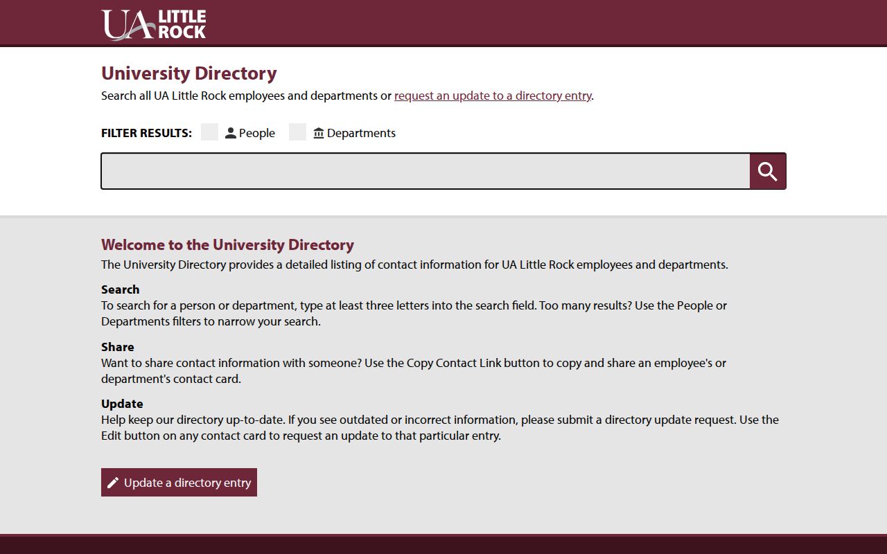 Little Rock people directories UA Little Rock directory