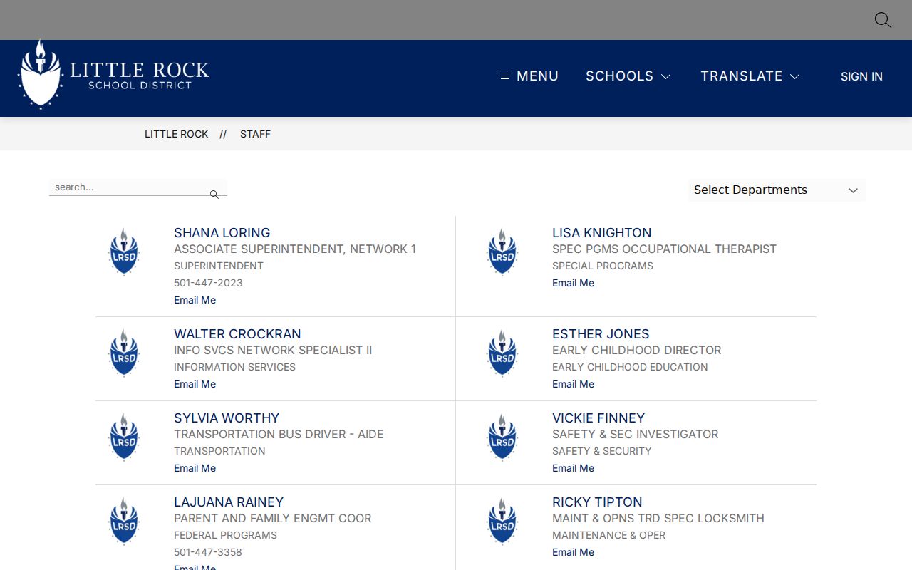 Little Rock people directories LRSD staff directory search