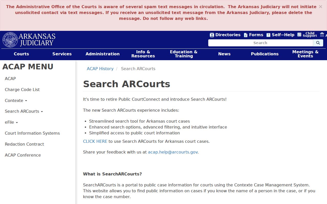 Little Rock records Search ARCourts information page