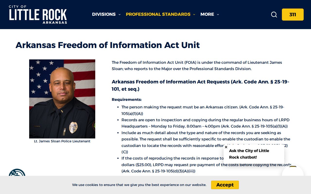 Little Rock records Little Rock Police FOIA request instructions